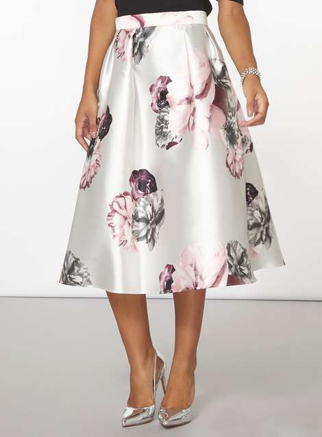 **Luxe Floral Print Prom Skirt